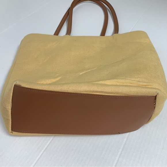 Tan Tote Handbag Brown Leather Straps/Zebra Print Trim Embroidered Giraffe NWOT - Picture 6 of 13